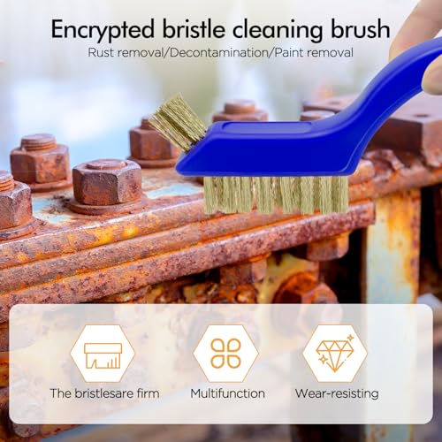Image of 3 Pcs Red + 3 Pcs Blue, Wire Brush Set, 7 Inch | Stainless Steel /Brass /Nylon, Cleaning Rust, Welding Slag Removal, Paint and Dirt Removal, Sturdy And Durable