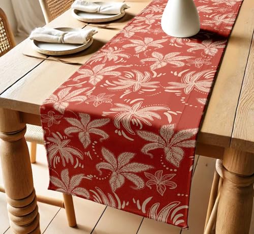 Vargottam 100% Cotton Twill Table Runner - Leaves Pattern- Machine Washable, 14" x 72" - Eco-Friendly, Durable Table Linen for Everyday Dining or Parties