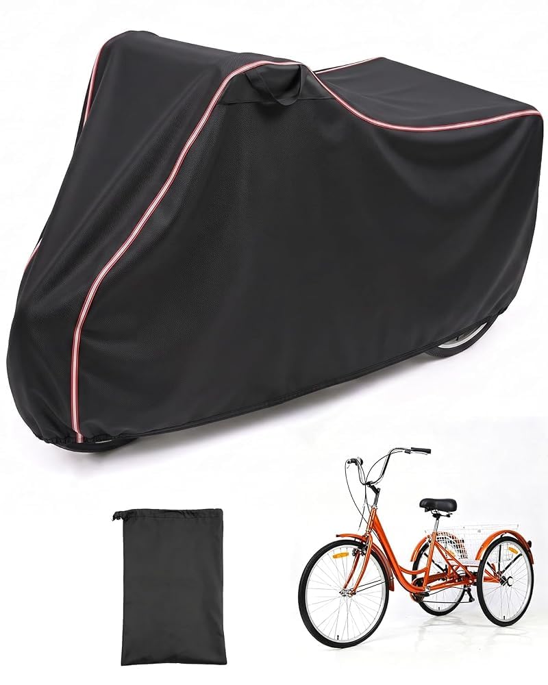 Housse pour tricycle et vélo cargo | Tissu Oxford Spunlace 210D imperméable anti-UV indéchirable, avec bandes réfléchissantes, dimensions 190 x 76 x 117 cm