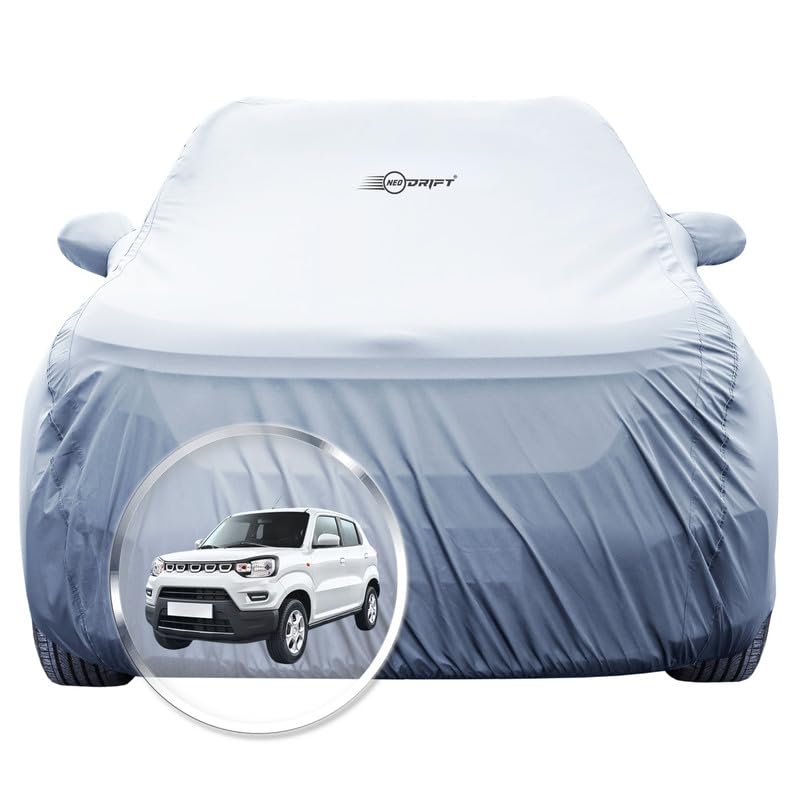 Image of NEODRIFT 'SilverTech' Car Cover for Maruti Suzuki S-Presso (100% Water-Resistant, All Weather Protection, Tailored Fit, Multi-Layered & Breathable Fabric) (Colour: Silver)
