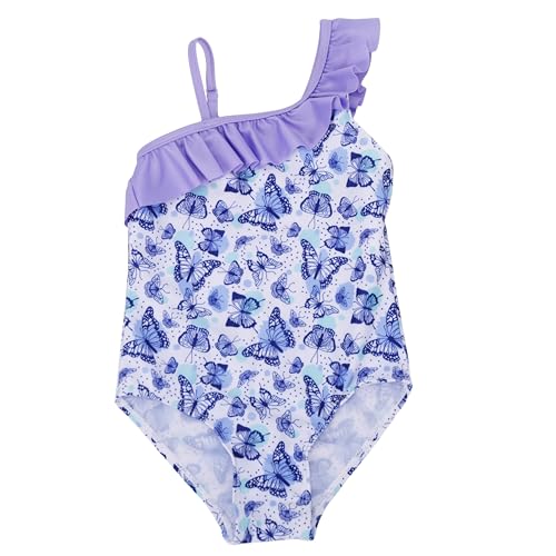 Image of LIZENS Girls' Swimwear One Shoulder Ruffle One Piece Beach Bathing Suit for Girls Fruit Floral Toddler Kids Swimsuit