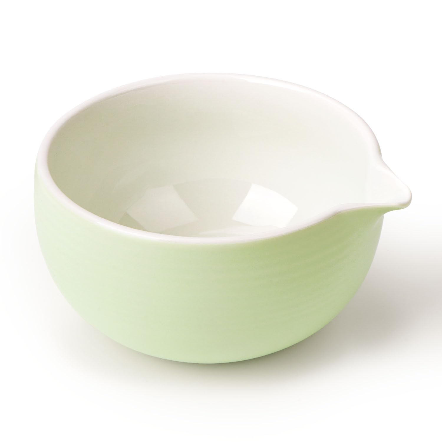 Matcha Bowl with Spout, Ceramic Matcha Tea Bowl (Chawan), Traditional Matcha Mixing Bowl for Whisking Matcha, Light Green (18 Ounce)