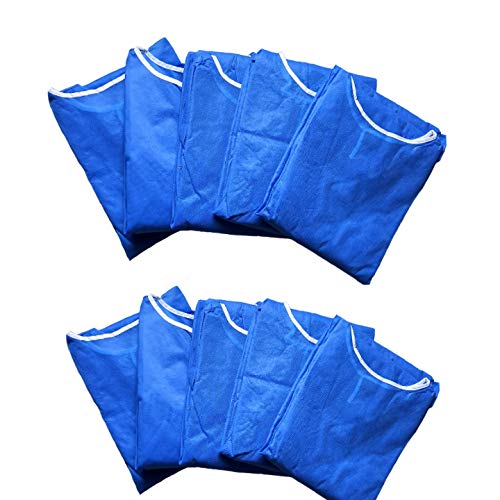 DREAMWEAVERS Medical Disposable Gowns with Elastic Cuff, Knitted Cuff, Non-Woven, Fluid Resistant, Dental, Hospital, Spa, Kitchen, Industries, ONE Size FITS All, Pack of 10, 60 GSM, Blue (B08DF4RFMN) Amazon Price History, Amazon Price Tracker