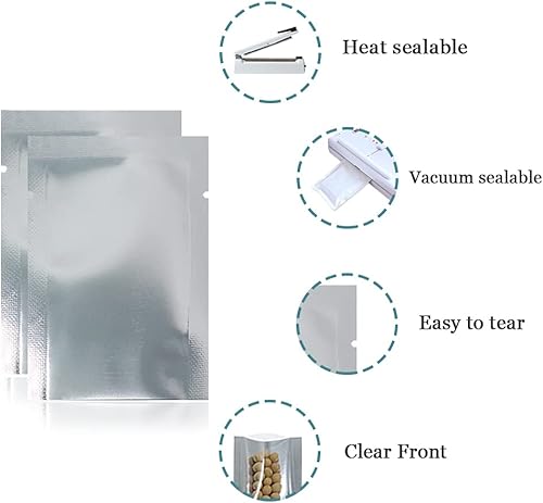 Miniatura 2 de Paquete de 500 bolsas transparentes de tereftalato de polietileno de 2.4 x 3.5 pulgadas (tamaño interior de 2 x 3.1 pulgadas), papel de aluminio