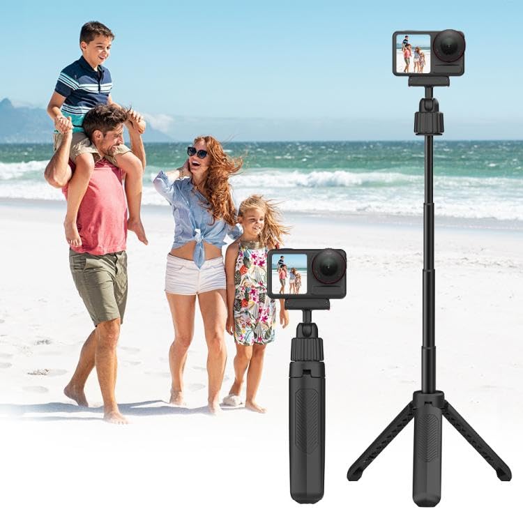 Image of Magnetic Quick Release Extension Rod Compatible with DJI Osmo Action 5 Pro /4 /3 /360, Extendable Selfie Stick Tripod, Black, Portable Vlog Monopod with Non-Slip Grip