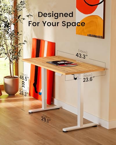 Image of ErGear Height Adjustable Electric Standing Desk, 44 x 24 Inches Sit Stand up Desk, Memory Computer Home Office Desk, Light Vintage Brown
