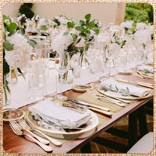 VitalCozy 36 Pcs 10 x 10 Inches Natural Burlap Square Placemats Heat Resistant Non-Slip Place Mats Rustic Table Mats for Wedding Centerpiece Kitchen Farmhouse Crafts Supplies Finished Edges