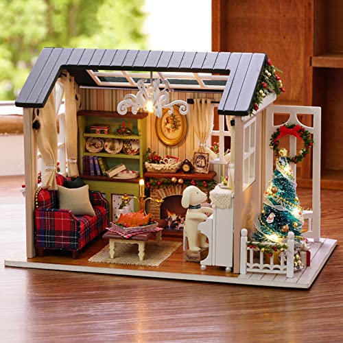 DIY Miniatur Puppenhaus Kit 1:24 Realistisches Mini 3D Holz Mini -Zimmer mit Möbeln, , LED Leuchten, Weihnachts Dekoration, Geschenk für Jugendliche, Erwachsene (Holiday time) – Bild 6
