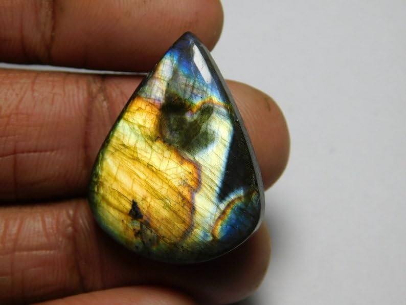 Labradorite naturelle cabochon poire de qualité supérieure 29 x 28 mm - 4