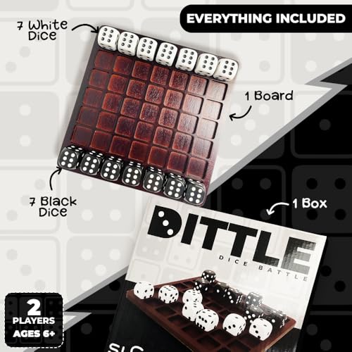 Image of Dittle- Dice Battle | 2 Player Dice Games for Adults | Adult Board Games for 2 Players | Best Two Player Game for Adults | Two Person Wooden Coffee Table Fun | Bar Game for Adult Indoor Tabletop