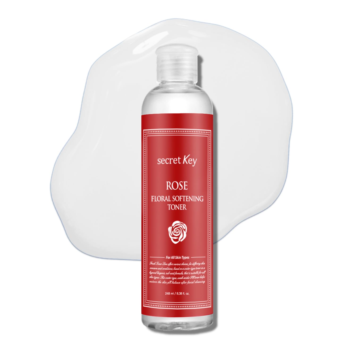 [SECRET KEY] Rose Floral Softening Toner 248ml - For Sensitive, Dry, Delicate or Easily Irritated Skin, Soothes & Calms, No Chemical Preservatives