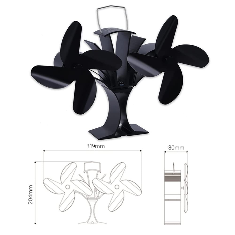 Ventilador para Estufa de leña, Ventilador de Quemador de leña de 8 Cuchillas silenciosas para Quemador de Madera, Doble Motor,Ventilador para Chimenea para Estufa de Gas/Pellet/Madera