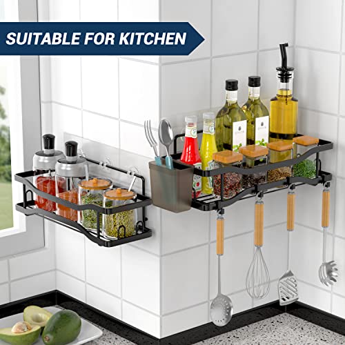 Foukus-2-Pack-Bathroom-Shower-Organizer-Adhesive-Shelves-with-hooks-and-Hanging-Cups-No-Drilling-Rustproof-Stainless-Steel-Bathroom-Caddy-for-Shower-Storage-Black