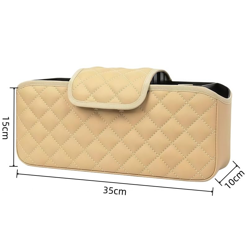 Organizzatore Sospeso Auto per Mahindra Quanto 2013-2016, Scatola Portaoggetti in Pelle per Sedile Posteriore, Tasca Portaoggetti Multifunzionale Abitacolo, 1 Pezzo,Beige