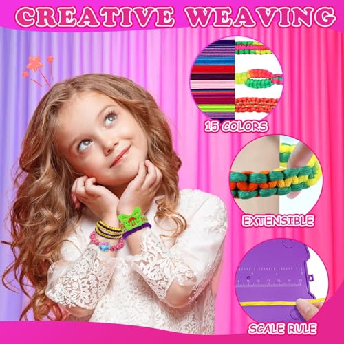 civan Friendship Bracelet Making Kit - Crafts for Kid Girls Toys Ages 8-13, String Bracelet Maker Tool with Beads - Kids Jewelry-Making Kit Christmas Birthday Gift for Girls 6 7 8 9 10 11 12 13 - Thumbnail 5