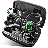 Wireless Earbud, True Bluetooth Headphones 50H Playtime, Deep Bass Bluetooth Earbud with Mic, Noise Cancelling Earphones with Earhooks, IP7 Waterproof in Ear Bluetooth Earphones for Sports/Gym, Black