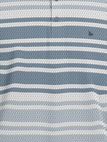 Image of BULLMER Striped Textured Printed Polo Neck Fullsleeve T-Shirt with Rib for Men