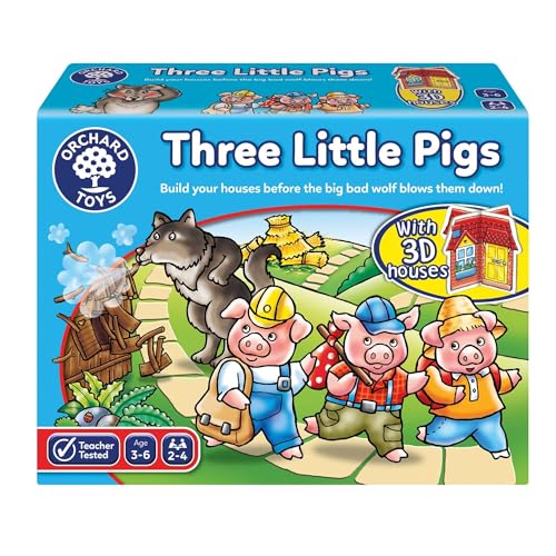 Orchard Toys Three Little Pigs Game, Fun Board Game for Children Age 3-6, Family Game Toy