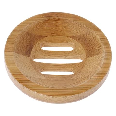 UOTA Natural Wood Soap Tray Holder Round Shape Container Storage Bathroom Stand Rack Cover