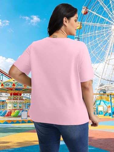 Image of NANYUAYA Plus Size Magic Shirts for Women Castle Kingdom Graphic Magical T Shirt Cute Holiday Princess Tee Vacation Tops