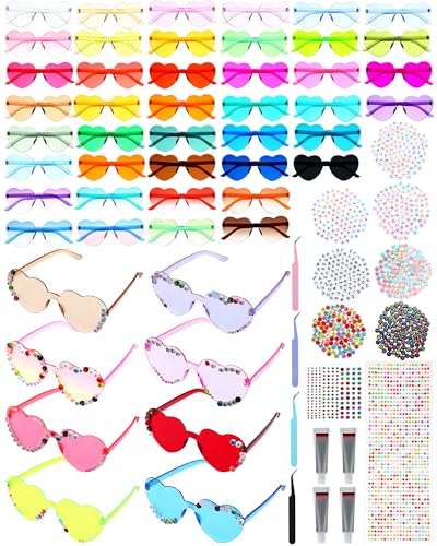 50 Set DIY Sunglasses Kit Popular Singer Party Favors Friendship Heart Sunglasses Crafts for Girls Women