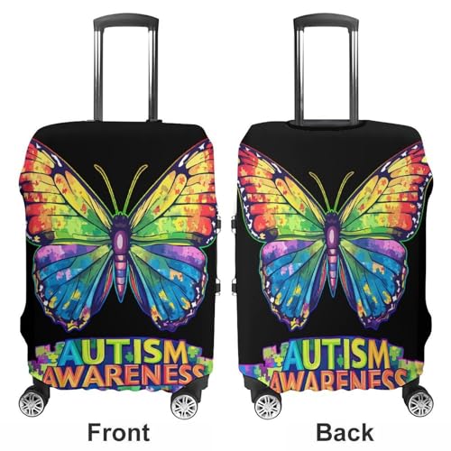 Autism Awareness Butterfly Luggage Covers Washable Travel Suitcase Cover Elastic Baggage Protector3