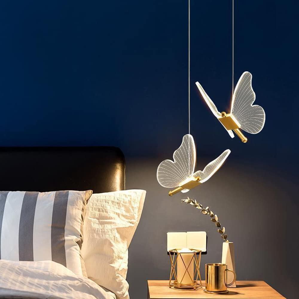 Vlinder Lamp Villa Nachtkastje Kroonluchter Slaapkamer Warm Restaurant Bar Creatieve Vlinder Lange Lijn Kroonluchter Gangpad Gang Trap Verlichting (enkele kop