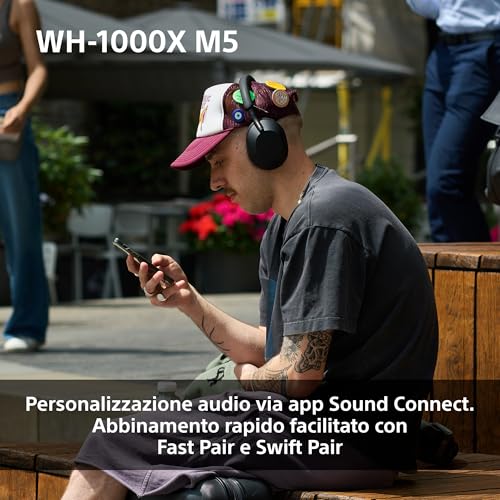 WH-1000XM5 Custodia Rigida | Cuffie Wireless Premium con Cancellazione del Rumore,Bluetooth,Chiamate Chiare,Hi-Res Audio, Fino a 30 Ore di Autonomia, Compatibili con iOS e Android – Silver - Cuffia gaming - Immagine 8