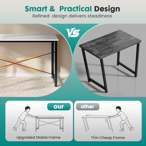 Image of OLIXIS 32-Inch Small Computer Desk for Home Office, Morden White