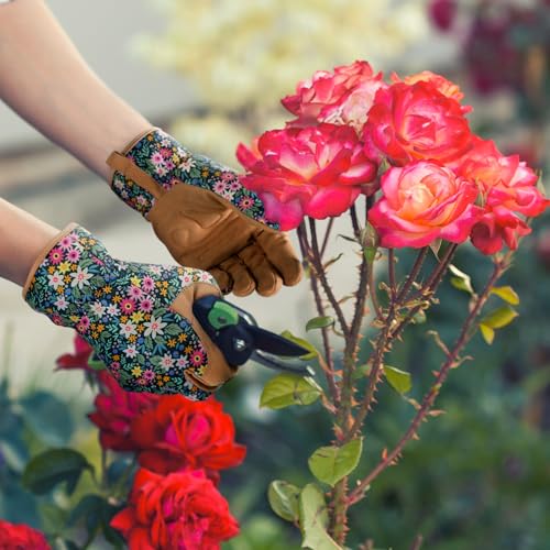 Image of Gardening Gloves for Women, Breathable leather Garden Gloves with Grip