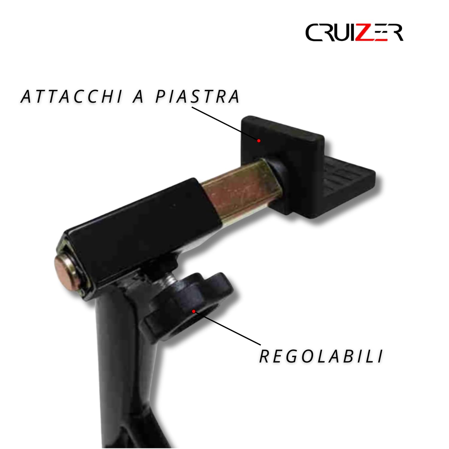 CRUIZER Cavalletto Posteriore Alza Moto Attacchi a Piastra Regolabile con 4 Ruote Sottostanti Barre Rinforzi Laterali con Portata Max 300 Kg
