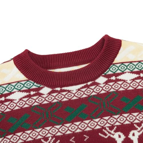 Kids Christmas Sweater Baby Boys Girls Crewneck Sweater Xmas Holiday Reindeer Snowflakes Pullover Knit Tops 3-7 Years4