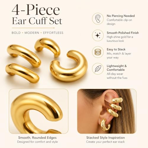 Image of Ear Cuff Set Non Piercing Stackable Clip On Earrings