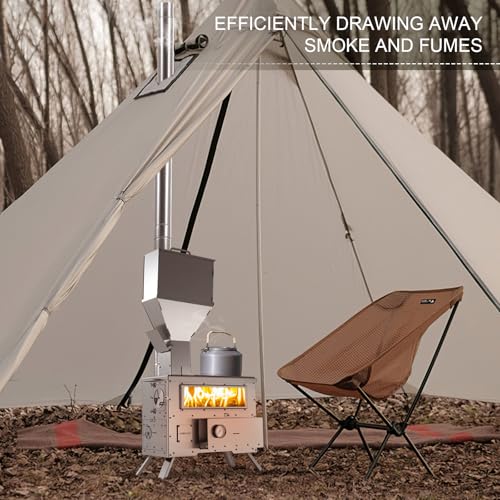 Wood Burning Stove with Oven - Portable Pellet Stove for Hot Tents, 304 Stainless Steel Outdoor Camping Stove with Chimney Pipes & Adapters for Winter Hunting Cooking