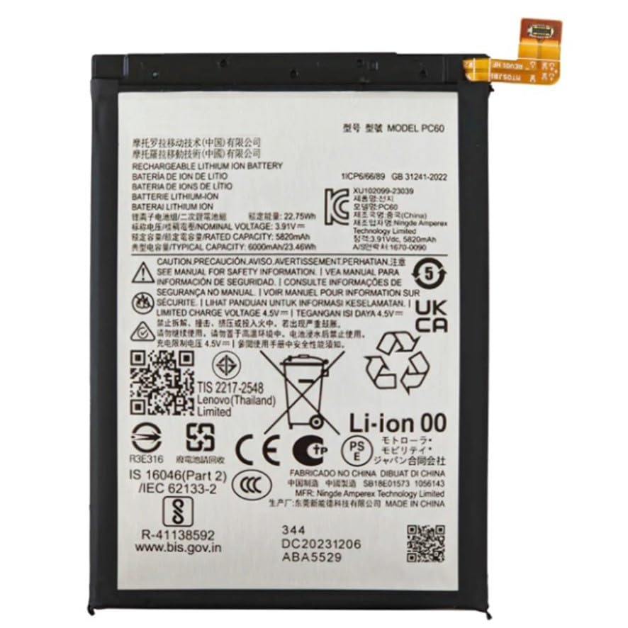 Genérico Bateria Interna PC60 Compatible para Motorola Moto G54 5G / G24 XT2343 XT2423