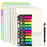 Sheryl&Rain 134 Stück A5 Papier Ringbucheinlagen Nachfüllbares Set, 6 Ringe Gepunktetes Nachfüllbare Notizpapier 120 Blätter Ringbuch A5 Nachfüllbar, Trennblätter, Bunte Notizzettel, Umschlag Taschen