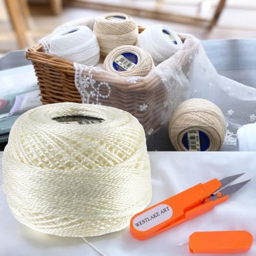 Westlake Art 3865番色 Pearl Cotton Thread Size 8, Winter White Cotton Embroidery Thread | Bundled With Embroidery Scissors - 87 Yards, Long-Staple Cotton, Mercerized thumb #2