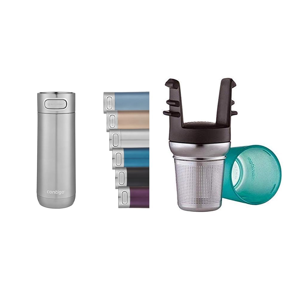 Contigo Luxe Autoseal Thermobecher, Edelstahl-Reisebecher & Teesieb Infuser für alle West Loop Thermobecher