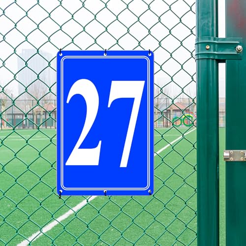 Image of Premium Aluminum Number Signs 27, Metal 12 inch X 8 inch Blue Numbered Signs Outdoor for Parking Lots, Floor, Dock, Court, Aisle, Field, High Visibility, No Fade, Weather-resistant