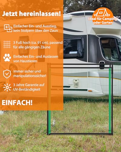 Signstek Tor für Begrenzungszaun - 90 cm, Tür für Gartenzaun mit Einhand Öffnung, mobiles Zauntor für Camping, Garten, Weide