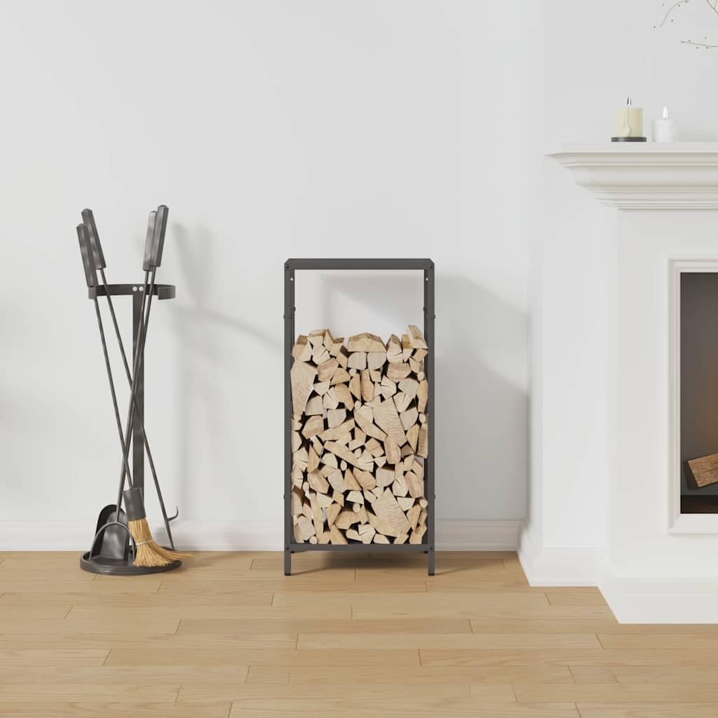 Genérico Leñero Negro 34x25x70 cm Acero Laminado en frío,Casa y jardín,Accesorios para hornos de leña y chimeneas,Bolsas y Soportes de leña-864319