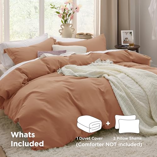 Image of Bedsure Taupe Duvet Cover Full Size - 3 Pieces Prewashed Extra Soft Cotton-Like Bedding Set, Includes 1 Duvet Cover 80x90 Inches with Zipper Closure & 2 Pillow Shams, Comforter Not Included