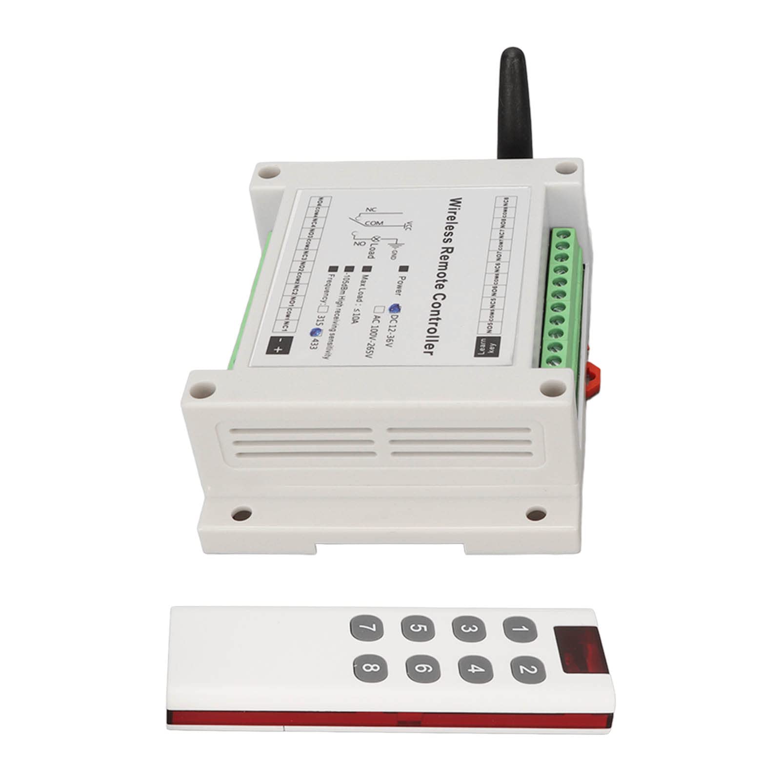 8-Kanal-Relaismodul DC 12V-36V 10A, Lampensteuerung Funkrelaismodul mit Fernbedienung, Standby-Strom 10MA, für Lichter, Sirenen, Schlösser, Motoren
