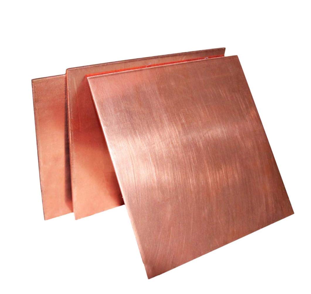 Kupfer, 3 Stück T2 reine Kupferbleche, flache Cu-Folie, korrosionsbeständiges Metall-Experiment-Schweißmodell, 0,5 mm x 100 mm x 100 mm(2.0mm*100mm*100mm)