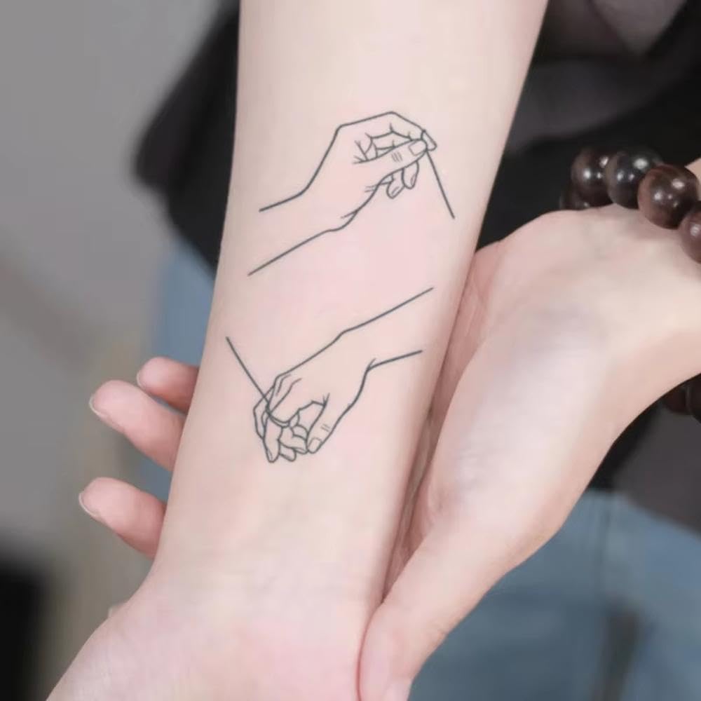 Adesivi Per Tatuaggi Temporanei A Base Di Erbe Con Motivo Minimalista Impermeabili A Lunga Durata Per Il Palmo Del Braccio Adesivi lunga durata(C)