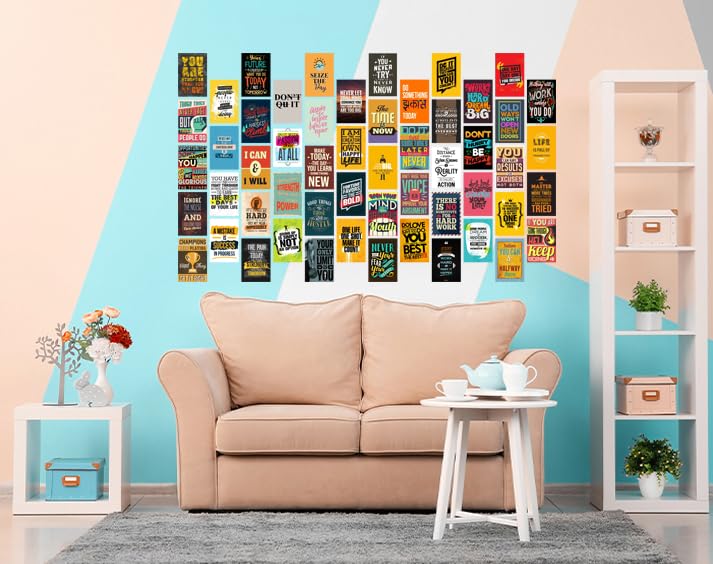 Image of Pack of 54 Aesthetic Motivational Wall Collage Kit Posters 4x6 Inches - Inspirational Wall Art for Bedroom, Living Room, Office - Includes Tissue Tape