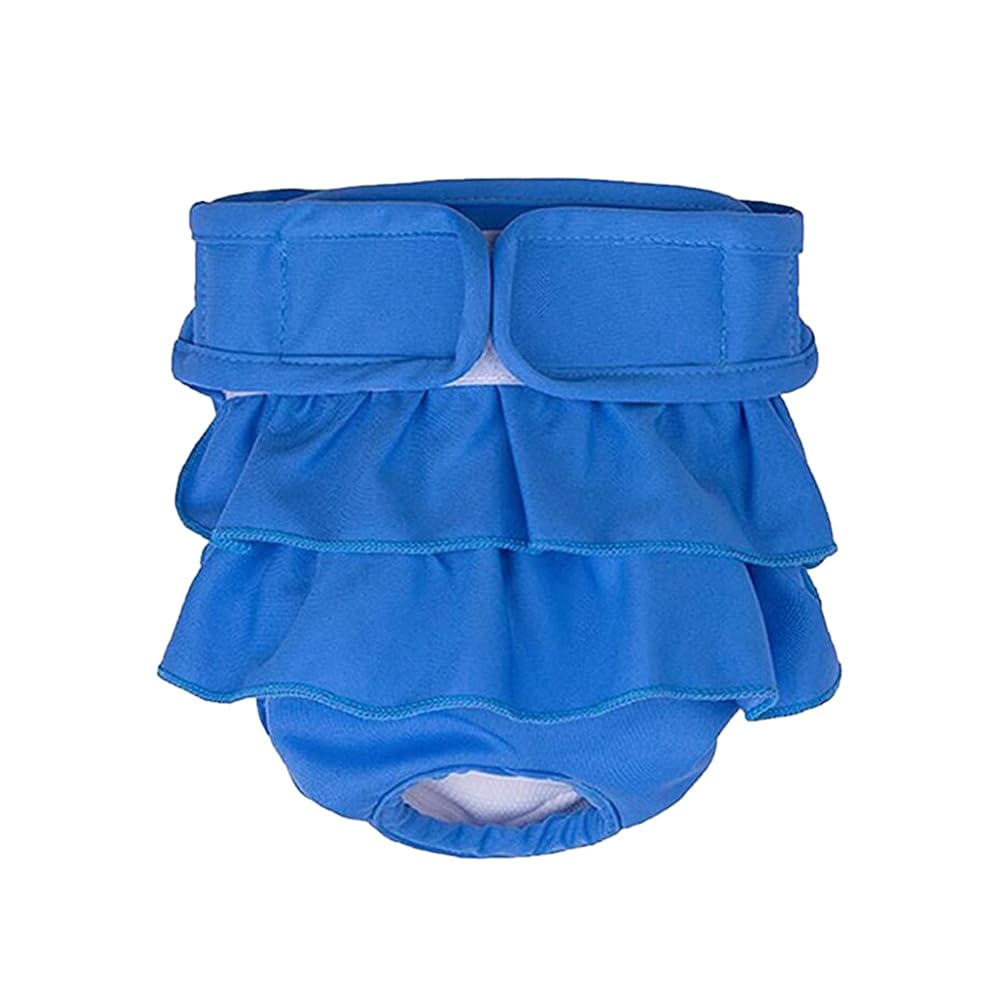 Treer Dog Nappies Female, Soft Absorbent Pet Diapers Breathable Comfortable Puppy Sanitary Pants S-XXL Durable Washable Period Pants for Pet Incontinence/Long Travels (XXL,blue)