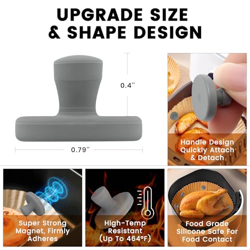 Image of Air Fryer Magnets for Parchment Paper,Lock Disposable Paper Liner Safely,Prevents Burning & Food Covering,Heat-Resistant Air Fryer Liner Magnets,Easy Install with Handles (8pcs)