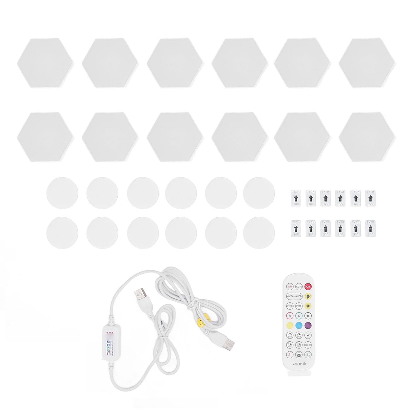 Ensemble de 12 Panneaux Lumineux Hexagonaux, Lumières de