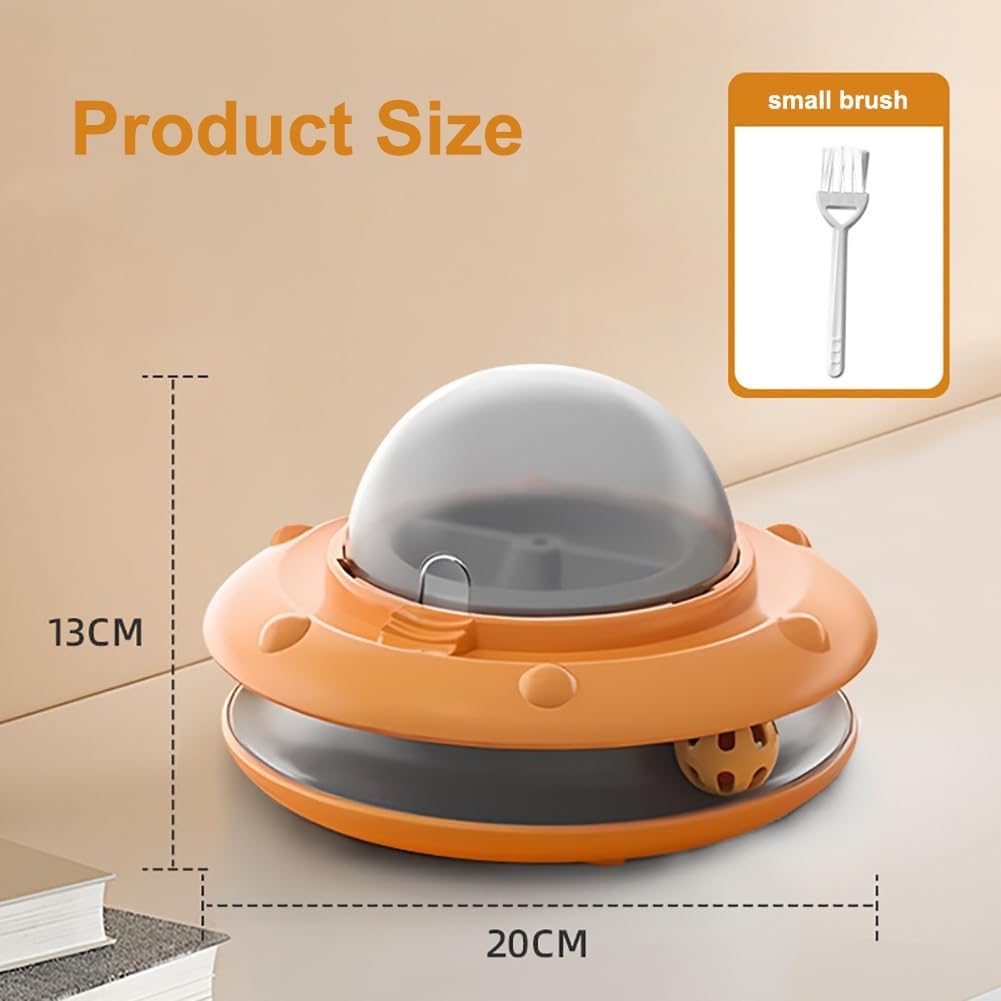 Máquina Tragamonedas y Alimentador de Golosinas for Gatos, Dispensador Automático Recargable con Pista de Bola de Campana, Juguete Interactivo(Blue)